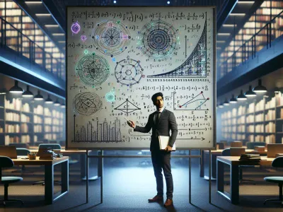 a-professional-demonstrates-a-mathematical-concept-in-a-library-setting