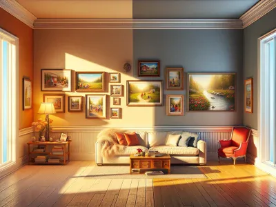 a-wall-showing-eggshell-and-satin-paint-finishes-in-an-american-home