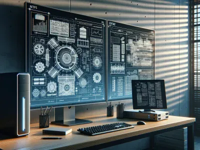 a-workstation-comparing-ntfs-and-exfat-file-systems-on-two-monitors