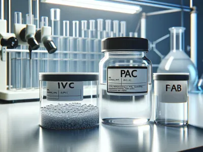 PVC Versus PAC: An In-Depth Comparison close-up-of-two-containers-showcasing-pvc-pellets-and-a-pac-solution-in-a-lab-setting
