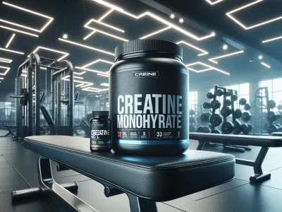 Creatine Monohydrate Versus HCL: A Comprehensive Comparison two-creatine-supplement-containers-placed-on-a-gym-bench-with-equipment-in-the-background