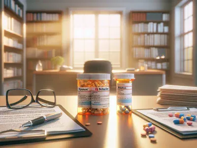 two-labeled-bottles-of-prescription-adhd-medications-vyvanse-and-ritalin-on-a-desk