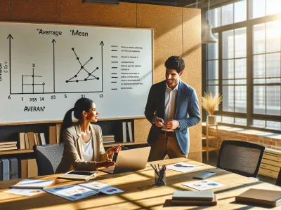 Understanding the Concepts of Average and Mean two-professionals-discussing-statistical-concepts-with-a-diagram-on-a-whiteboard