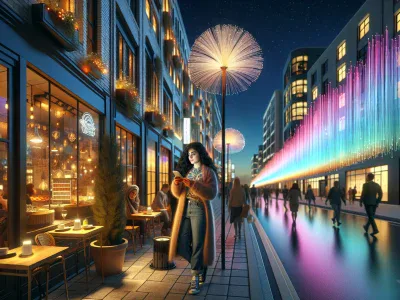 a-city-street-at-night-with-led-lights-and-fiber-optics