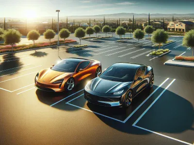 a-coupe-and-a-sedan-displayed-side-by-side-in-a-sunny-suburban-parking-lot