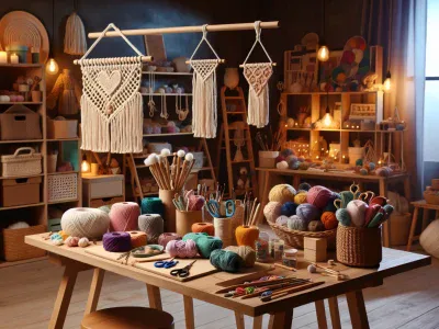 a-crafting-workspace-featuring-macrame-and-crochet-materials-and-projects