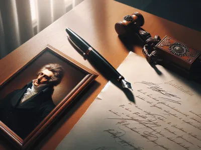 a-desk-displaying-an-autograph-and-a-signed-legal-document