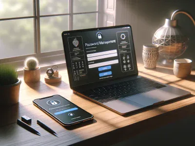 Difference Between iCloud Keychain and LastPass a-desk-with-an-iphone-showing-icloud-keychain-and-a-laptop-with-lastpass