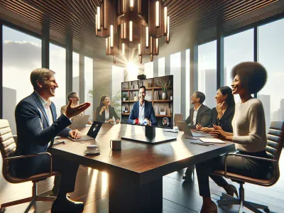 Alternatives To Zoom Room Appliances a-diverse-team-engaged-in-a-virtual-meeting-with-modern-technology-in-a-bright-office