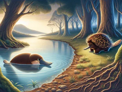 Difference Between Platypus and Echidna a-platypus-and-an-echidna-in-a-natural-australian-habitat