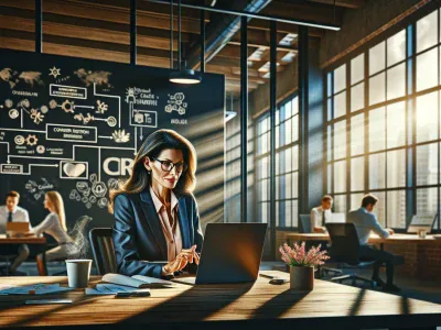 a-woman-working-in-an-office-discussing-crm-alternatives-with-colleagues