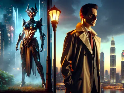 an-artistic-depiction-of-a-villain-and-a-supervillain-in-a-cityscape