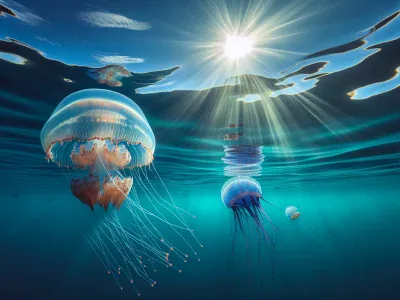 jellyfish-and-portuguese-man-o-war-floating-in-the-ocean