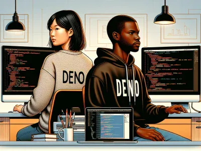 two-developers-using-deno-and-node-js-in-a-modern-office-setting