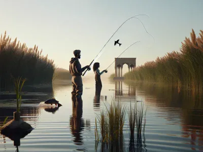 two-individuals-by-a-river-showcasing-fly-and-bait-fishing-techniques