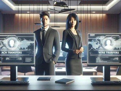 Difference Between ACH Transfer and Wire Transfer two-professionals-representing-ach-and-wire-transfer-concepts-in-a-modern-office-setting