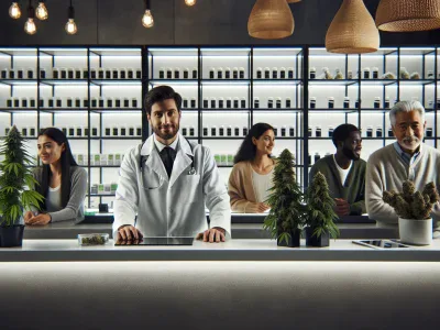 comparison-of-cannabis-indica-and-sativa-plants-at-a-dispensary-counter