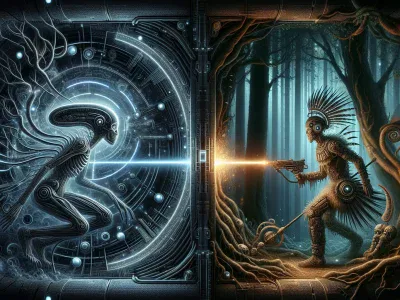 Which Is More Popular: Alien or Predator? xenomorph-and-predator-depicted-in-their-signature-environments-symbolizing-their-sci-fi-rivalry