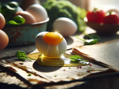 Which Is More Nutritious: The Yolk or The White? a-cracked-egg-with-bright-yolk-and-clear-white-on-a-wooden-counter