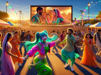 a-vibrant-film-festival-showcasing-anime-and-bollywood-culture-in-a-lively-outdoor-setting
