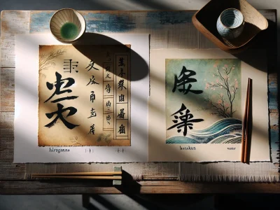 comparison-of-japanese-and-chinese-writing-with-scripts-displayed-on-traditional-paper