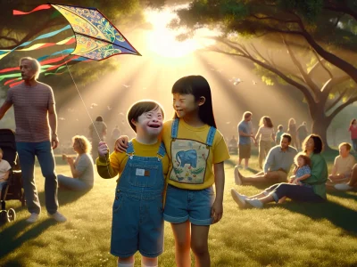 two-children-in-a-park-one-with-down-syndrome-flying-a-kite-and-one-with-autism-observing