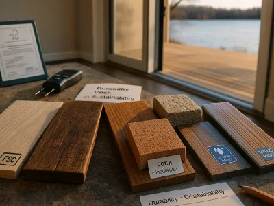a-fanned-display-of-wood-cork-hempcrete-and-vinyl-samples-on-a-lakeside-deck-table