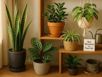 a-styled-apartment-corner-featuring-several-peace-lily-alternative-houseplants