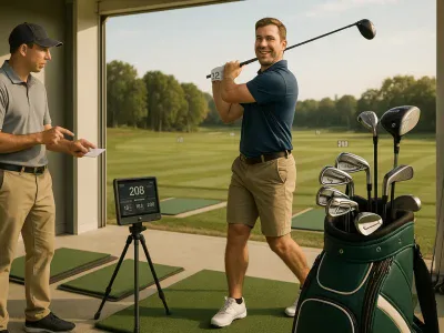 beginner-golfer-demoing-forgiving-clubs-with-a-launch-monitor-at-a-fitting-bay