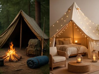 camping versus luxury lodging