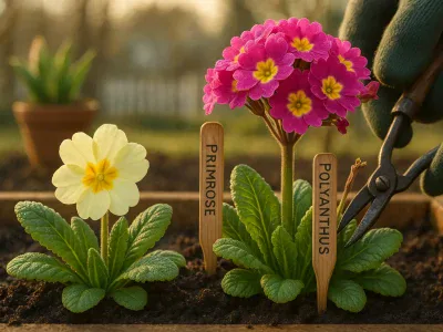 close-up-comparison-of-a-single-primrose-and-clustered-polyanthus-in-a-spring-garden