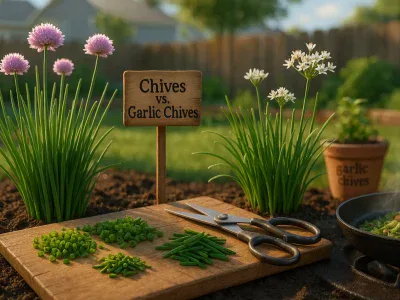 close-up-of-chives-and-garlic-chives-in-a-sunlit-backyard-herb-bed