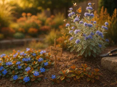 cobalt-blue-ceratostigma-groundcover-with-bronze-leaves-and-silvery-caryopteris-with-bees