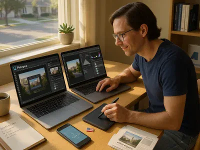 designer-at-laptop-comparing-photoshop-alternatives-on-screen-in-sunlit-home-studio