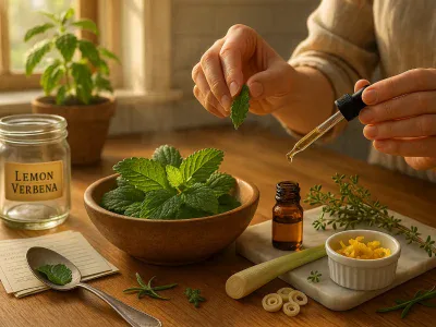 Best Alternative To Lemon Verbena fresh-lemon-balm-lemongrass-lemon-thyme-zest-and-empty-lemon-verbena-jar