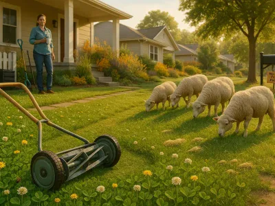 homeowner-watches-sheep-grazing-on-a-clover-lawn-with-a-reel-mower-nearby-1