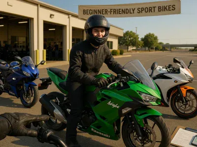 rider-testing-a-kawasaki-ninja-400-among-beginner-sport-bikes-at-a-dealership