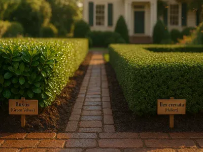 Boxwood Vs. Ilex Crenata: Which Evergreen Shrub Is Right For Your Garden? side-by-side-boxwood-and-ilex-crenata-hedges-in-a-sunlit-garden