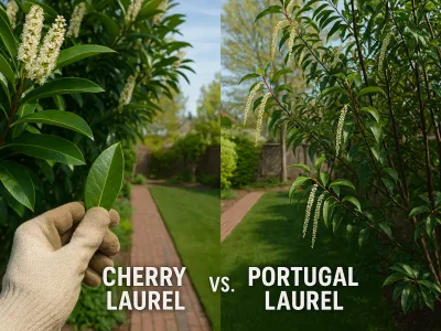 side-by-side-cherry-laurel-and-portugal-laurel-shrubs-in-a-spring-garden