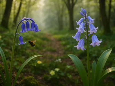side-by-side-close-up-of-english-drooping-and-spanish-upright-bluebell-stems