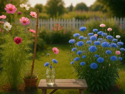 side-by-side-cosmos-and-cornflowers-in-a-sunlit-cottage-garden