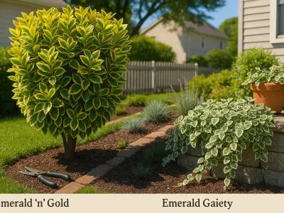 side-by-side-emerald-n-gold-shrub-and-trailing-emerald-gaiety-on-a-stone-wall