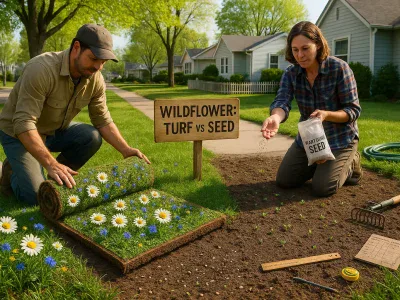 side-by-side-suburban-demo-of-wildflower-turf-being-laid-and-wildflower-seed-being-sown