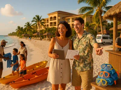 Best Tropical Vacations On A Budget: All‑Inclusive Options smiling-couple-on-a-white-sand-beach-at-an-affordable-all-inclusive-resort