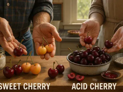 split-image-of-sweet-rainier-bing-and-acid-montmorency-morello-cherries