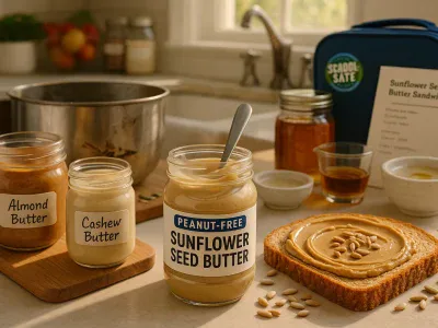 sunflower-seed-butter-jar-and-toast-with-jars-of-almond-cashew-and-tahini-nearby