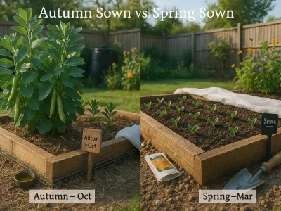 two-adjacent-raised-beds-showing-mature-autumn-sown-and-young-spring-sown-broad-beans