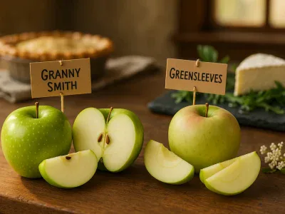 two-green-apples-granny-smith-and-greensleeves-displayed-with-labels-and-props