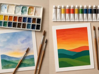 watercolor vs gouache comparison