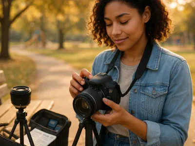 young-adult-adjusting-a-beginner-dslr-in-a-sunlit-u-s-park-with-gear-nearby